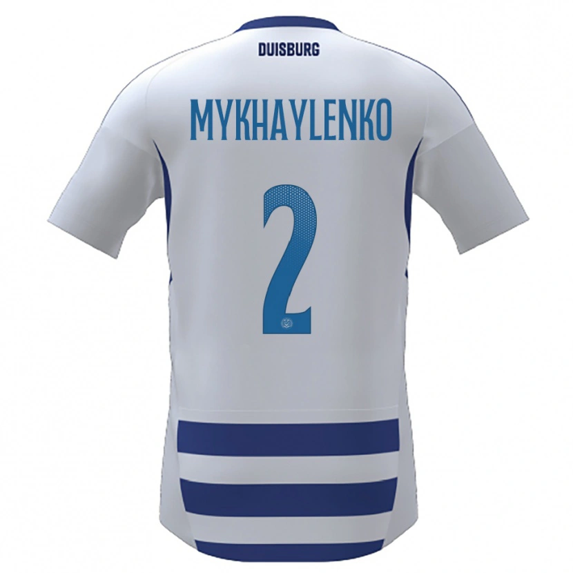 Danxen Mænd Nazar Mykhaylenko #2 Hvid Blå Hjemmebane Spillertrøjer 2025/26 Trøje T-Shirt