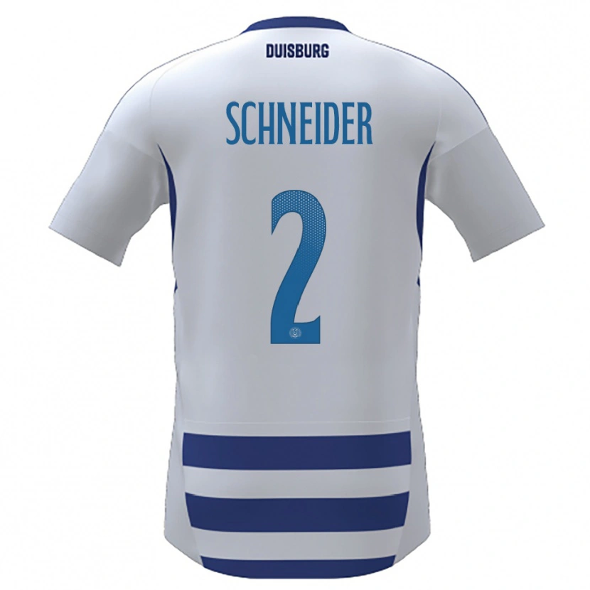 Danxen Mænd Jason Schneider #2 Hvid Blå Hjemmebane Spillertrøjer 2025/26 Trøje T-Shirt
