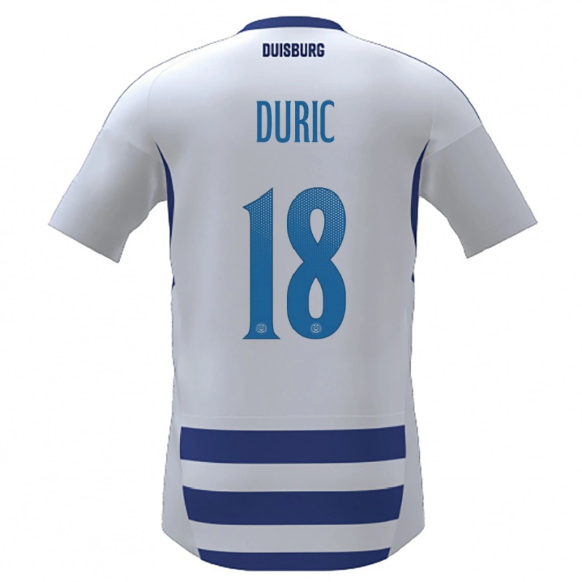 Danxen Mænd Zarije Duric #18 Hvid Blå Hjemmebane Spillertrøjer 2025/26 Trøje T-Shirt