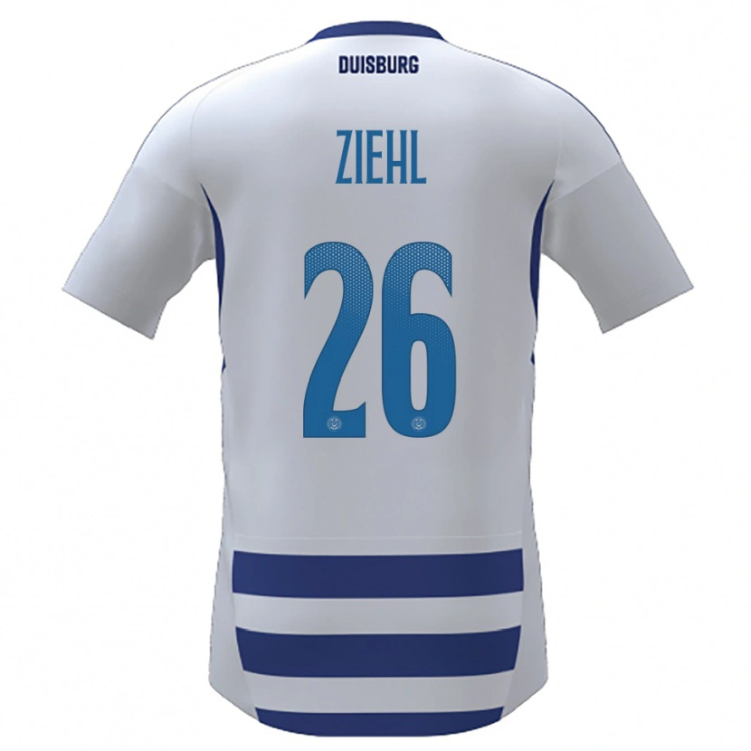 Danxen Mænd Nelly Ziehl #26 Hvid Blå Hjemmebane Spillertrøjer 2025/26 Trøje T-Shirt