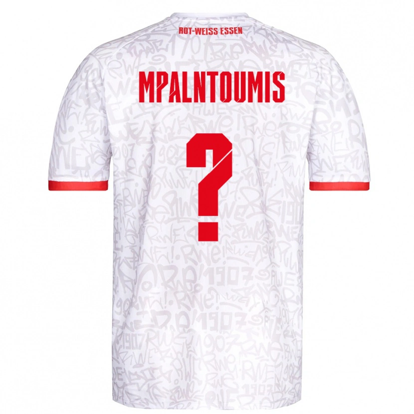 Danxen Mænd Ilias Mpalntoumis #0 Hvid Rød Hjemmebane Spillertrøjer 2025/26 Trøje T-Shirt