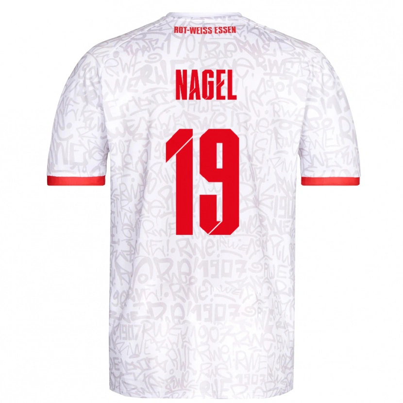 Danxen Mænd Kjell-Luan Nagel #19 Hvid Rød Hjemmebane Spillertrøjer 2025/26 Trøje T-Shirt