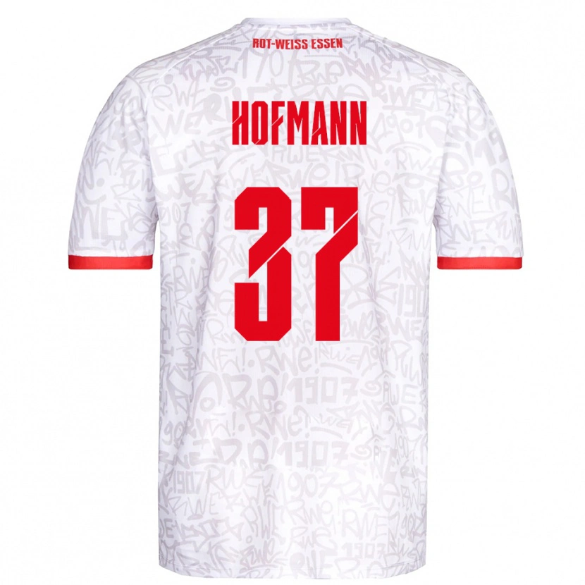Danxen Mænd Jannik Hofmann #37 Hvid Rød Hjemmebane Spillertrøjer 2025/26 Trøje T-Shirt