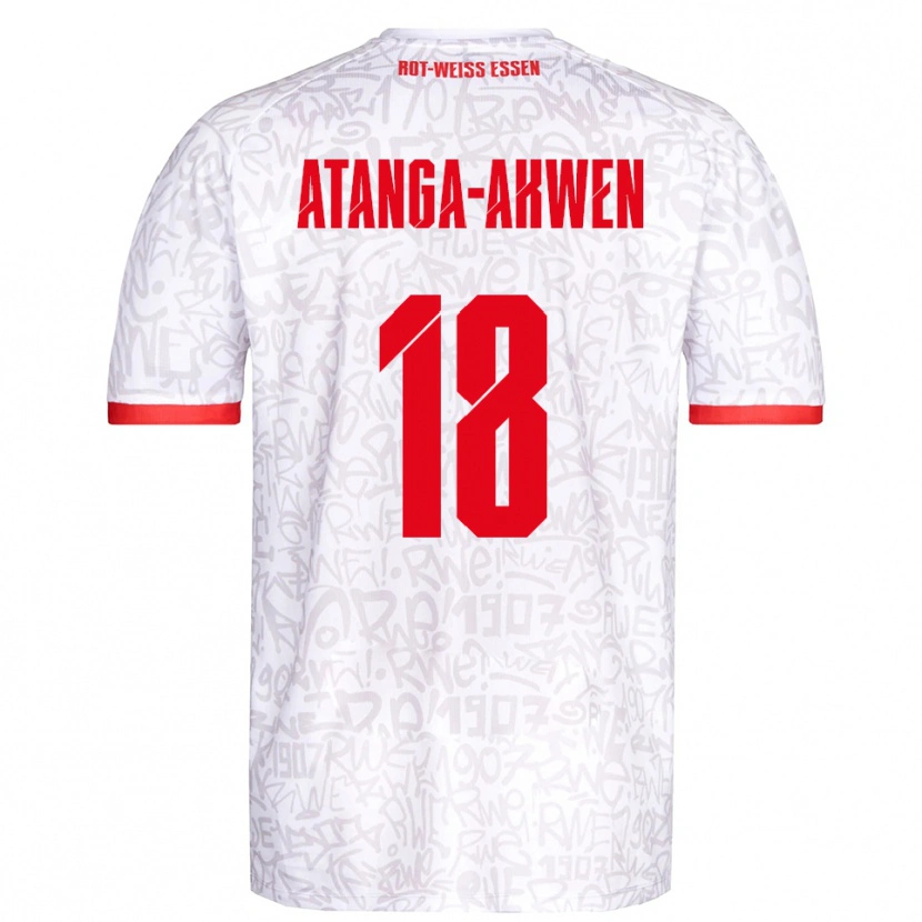 Danxen Mænd Randy-Tamufor Atanga-Akwen #18 Hvid Rød Hjemmebane Spillertrøjer 2025/26 Trøje T-Shirt