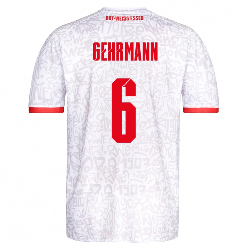 Danxen Mænd Fabian Gehrmann #6 Hvid Rød Hjemmebane Spillertrøjer 2025/26 Trøje T-Shirt