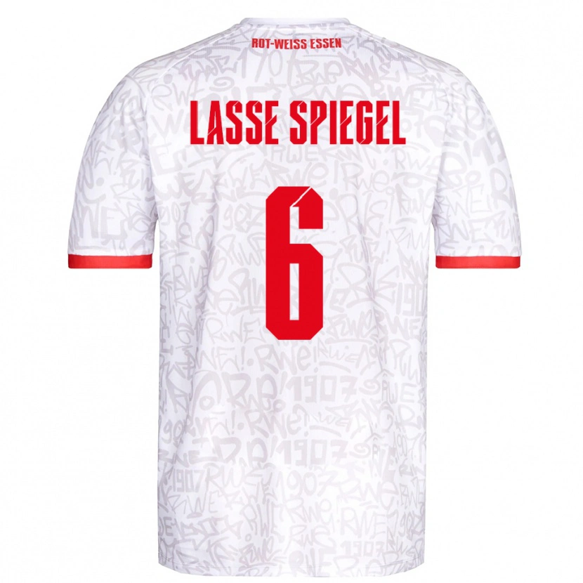 Danxen Mænd Jakob Lasse Spiegel #6 Hvid Rød Hjemmebane Spillertrøjer 2025/26 Trøje T-Shirt