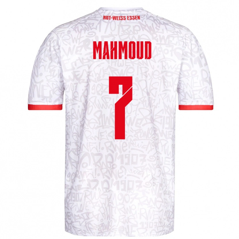 Danxen Mænd Bakir Mahmoud #7 Hvid Rød Hjemmebane Spillertrøjer 2025/26 Trøje T-Shirt