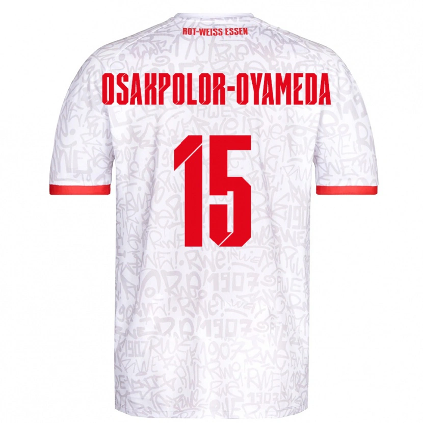 Danxen Mænd Joel Osakpolor-Oyameda #15 Hvid Rød Hjemmebane Spillertrøjer 2025/26 Trøje T-Shirt