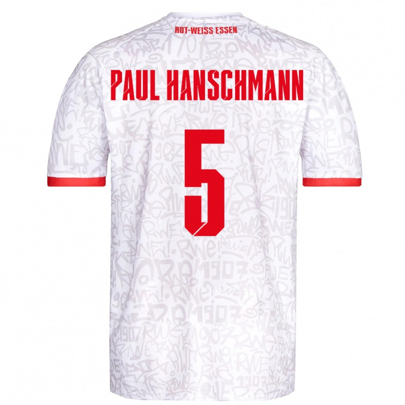 Danxen Mænd Theodor Paul Hanschmann #5 Hvid Rød Hjemmebane Spillertrøjer 2025/26 Trøje T-Shirt