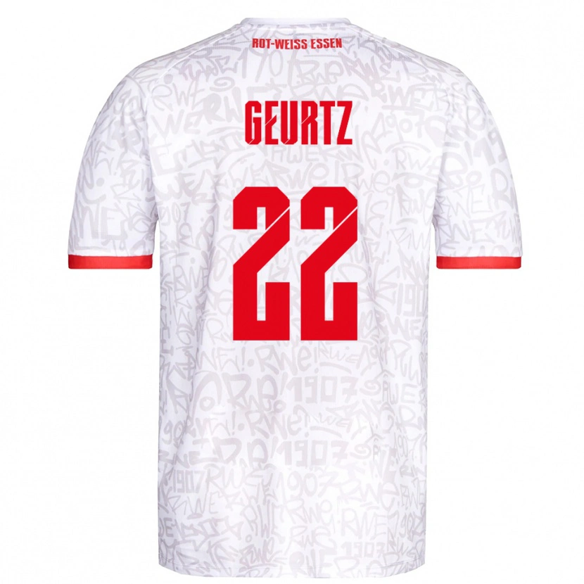 Danxen Mænd Jan-Luca Geurtz #22 Hvid Rød Hjemmebane Spillertrøjer 2025/26 Trøje T-Shirt