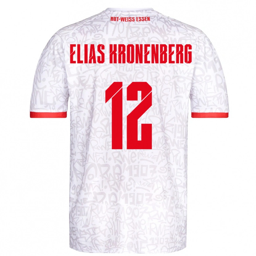 Danxen Mænd Sebastian Elias Kronenberg #12 Hvid Rød Hjemmebane Spillertrøjer 2025/26 Trøje T-Shirt