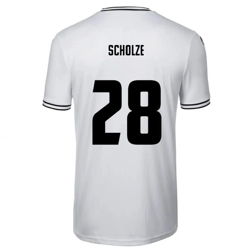 Danxen Mænd Max Scholze #28 Hvid Sort Hjemmebane Spillertrøjer 2025/26 Trøje T-Shirt