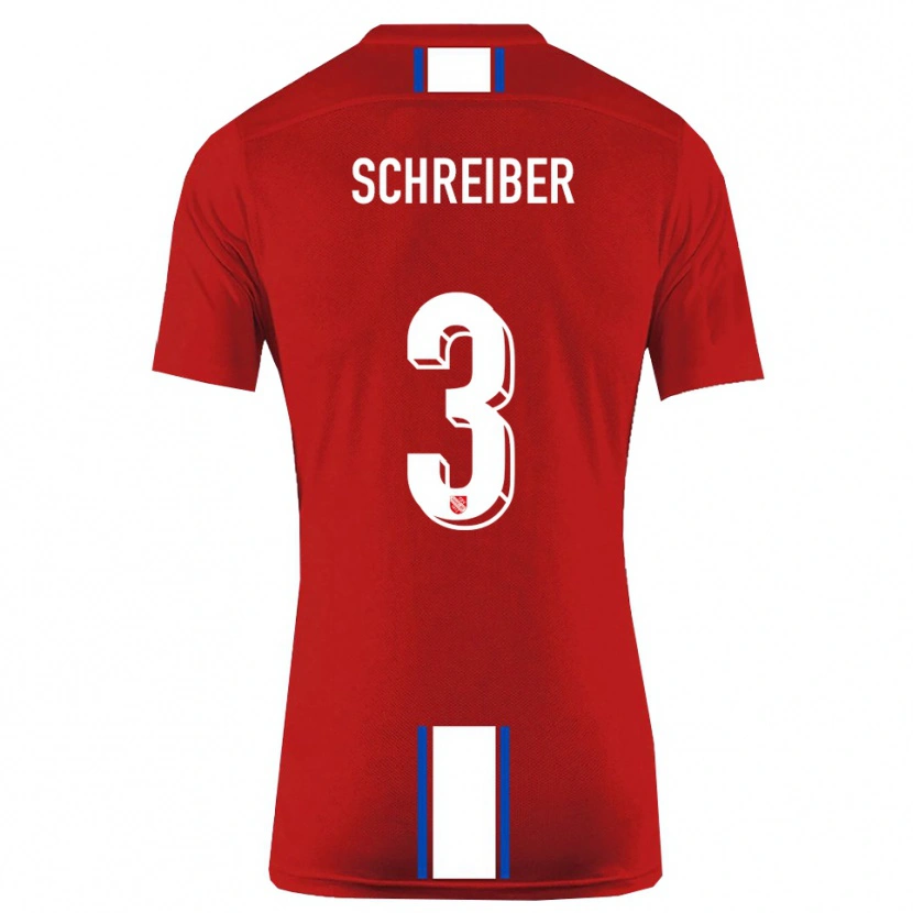 Danxen Mænd David Schreiber #3 Rød Hvid Hjemmebane Spillertrøjer 2025/26 Trøje T-Shirt