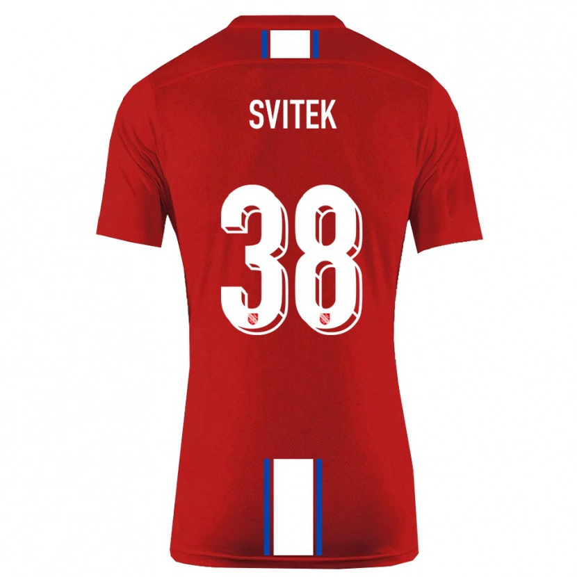 Danxen Mænd Leon Svitek #38 Rød Hvid Hjemmebane Spillertrøjer 2025/26 Trøje T-Shirt