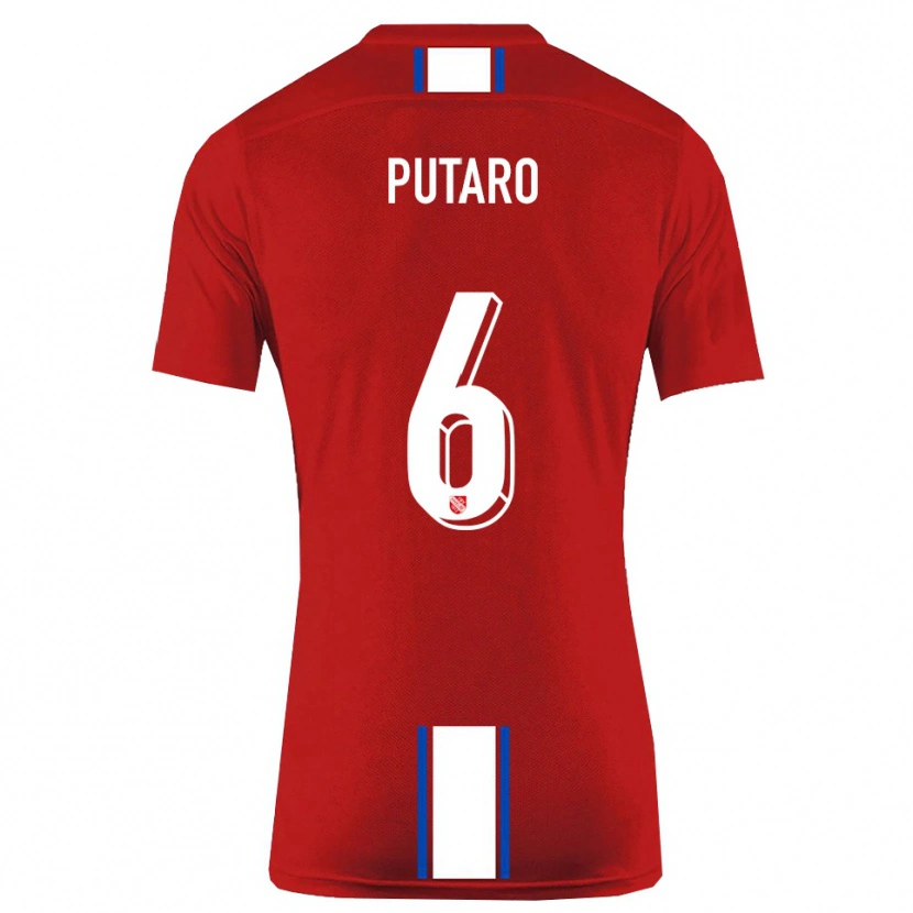 Danxen Mænd Luca Putaro #6 Rød Hvid Hjemmebane Spillertrøjer 2025/26 Trøje T-Shirt