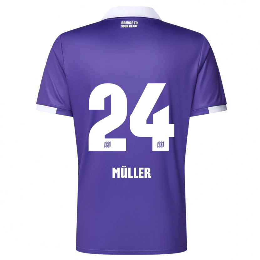 Danxen Mænd Jannik Müller #24 Lilla Hvid Hjemmebane Spillertrøjer 2025/26 Trøje T-Shirt