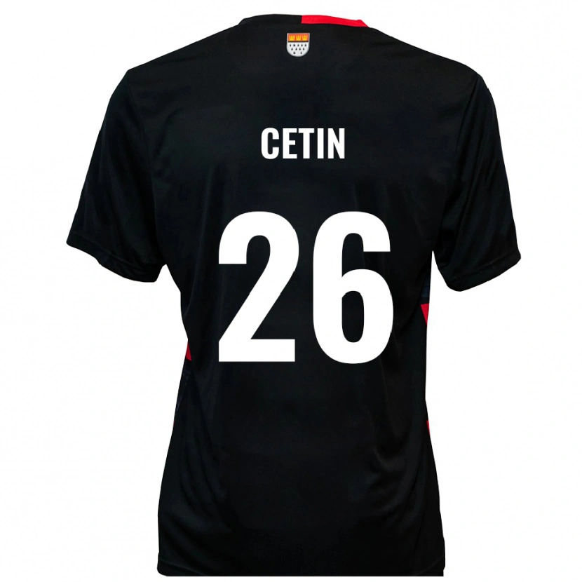Danxen Mænd Serkan Cetin #26 Sort Rød Hjemmebane Spillertrøjer 2025/26 Trøje T-Shirt