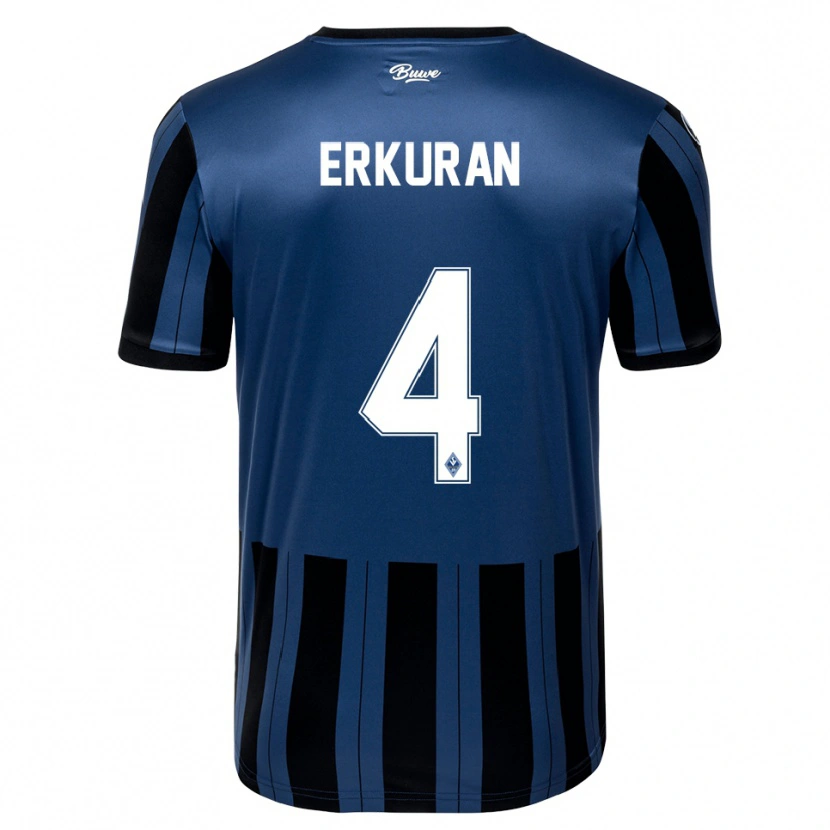 Danxen Mænd Emirhan Erkuran #4 Blå Grå Sort Hjemmebane Spillertrøjer 2025/26 Trøje T-Shirt