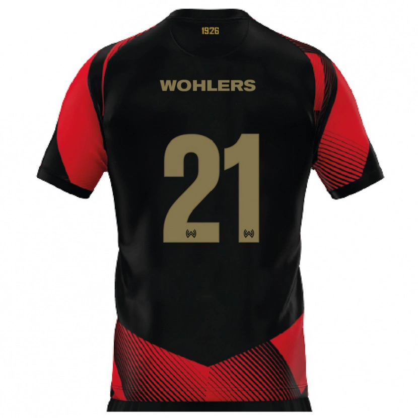 Danxen Mænd Ole Wohlers #21 Sort Rød Hjemmebane Spillertrøjer 2025/26 Trøje T-Shirt