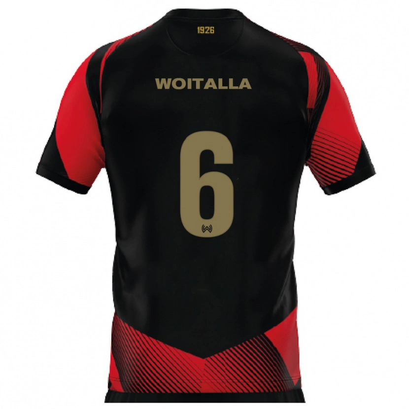 Danxen Mænd Luis Woitalla #6 Sort Rød Hjemmebane Spillertrøjer 2025/26 Trøje T-Shirt