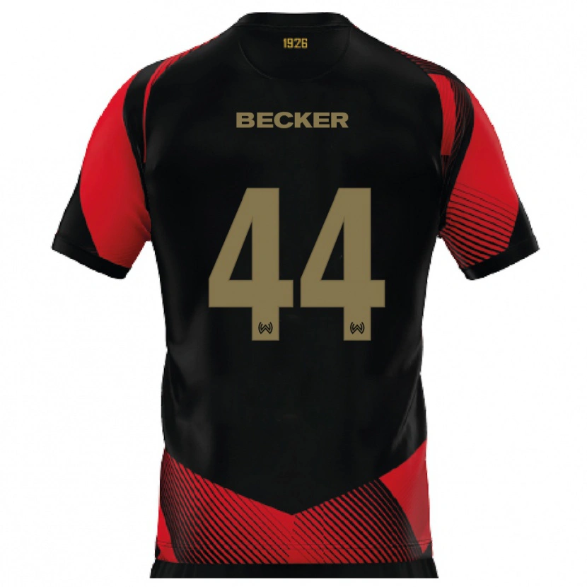 Danxen Mænd Jan Becker #44 Sort Rød Hjemmebane Spillertrøjer 2025/26 Trøje T-Shirt