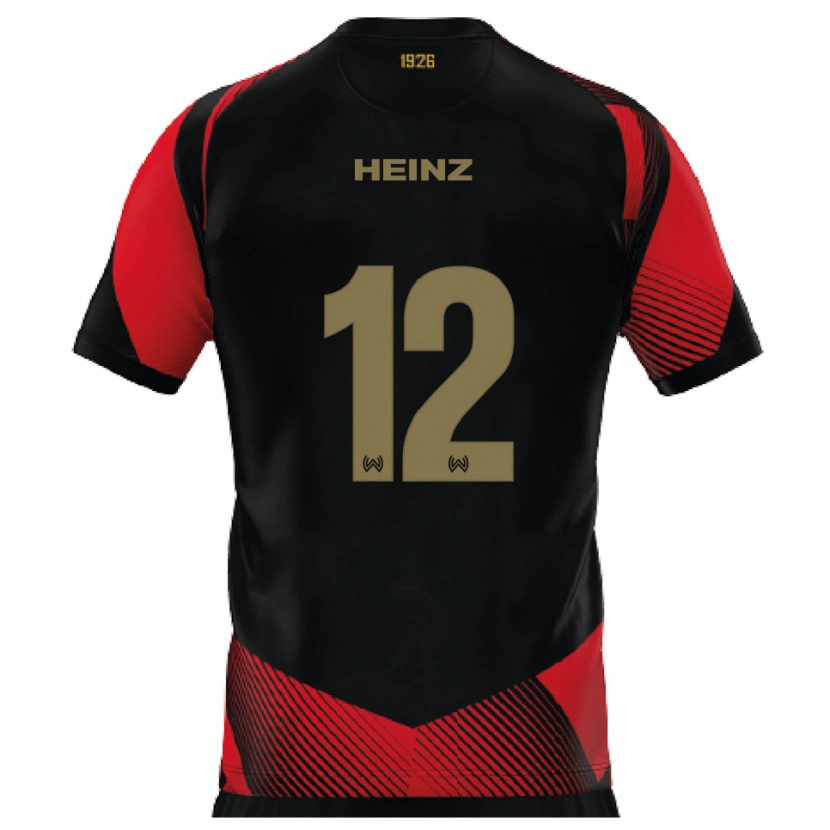 Danxen Mænd Lewin Heinz #12 Sort Rød Hjemmebane Spillertrøjer 2025/26 Trøje T-Shirt