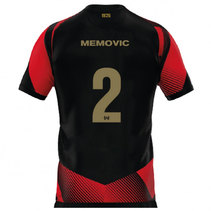 Danxen Mænd Daris Memovic #2 Sort Rød Hjemmebane Spillertrøjer 2025/26 Trøje T-Shirt