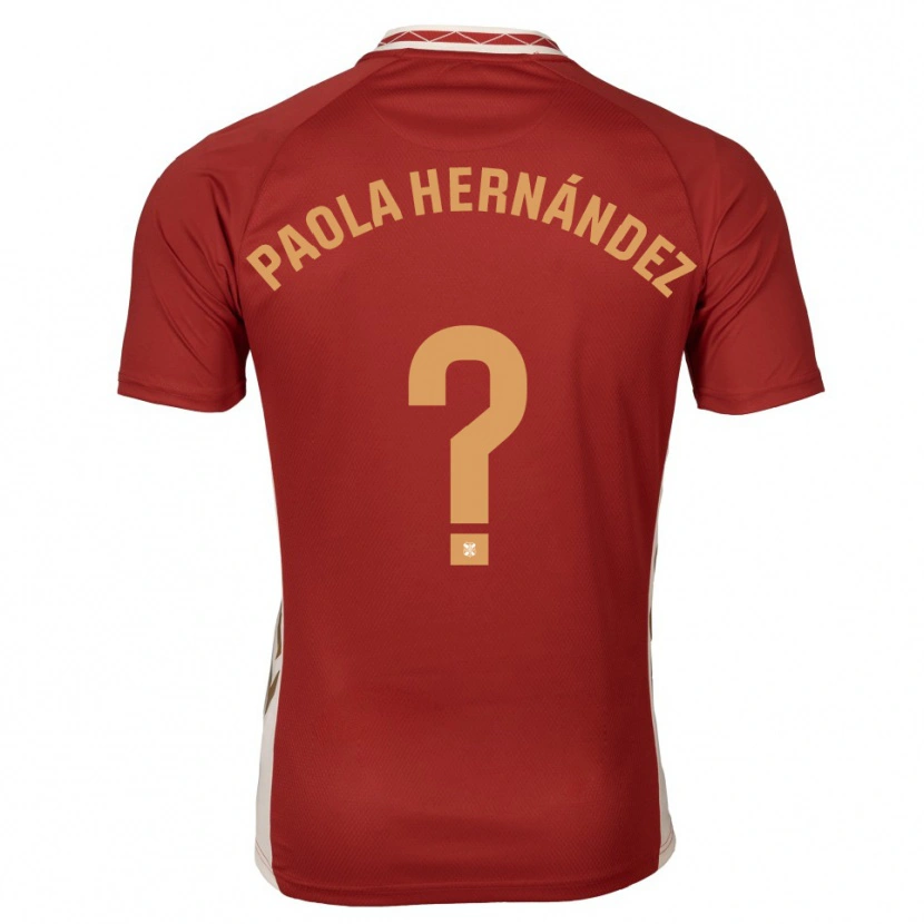 Danxen Mænd Paola Hernández Díaz #0 Burgundy Guld Udebane Spillertrøjer 2025/26 Trøje T-Shirt