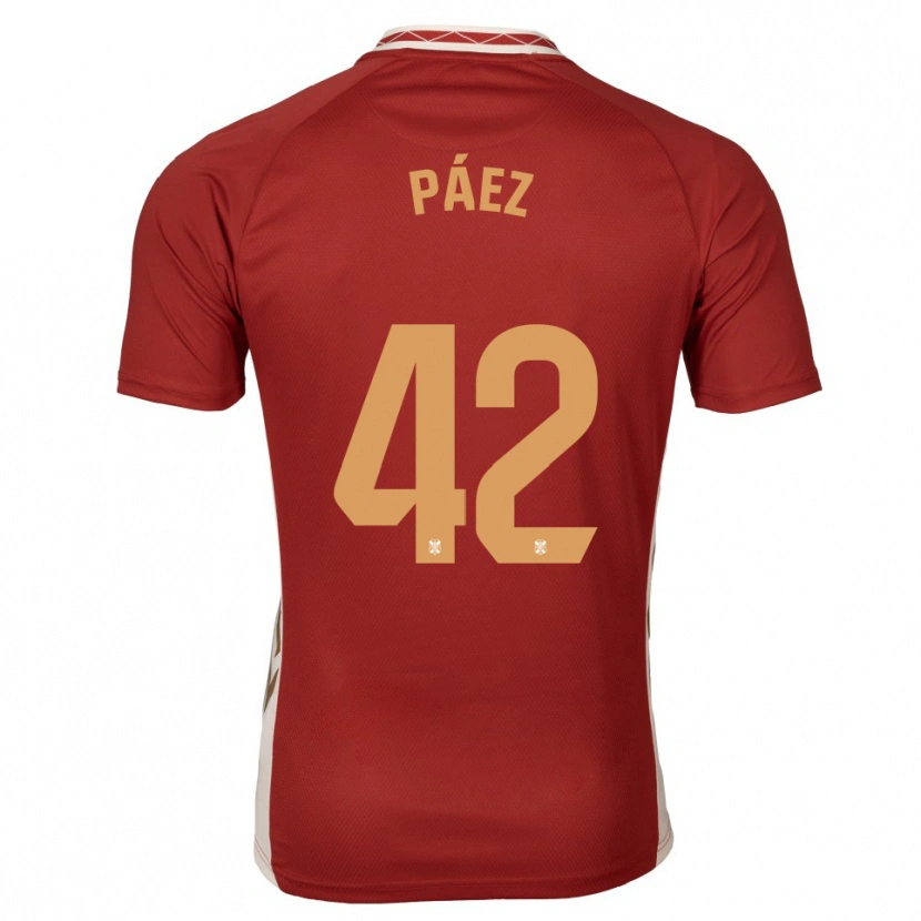 Danxen Mænd David Páez #42 Burgundy Guld Udebane Spillertrøjer 2025/26 Trøje T-Shirt