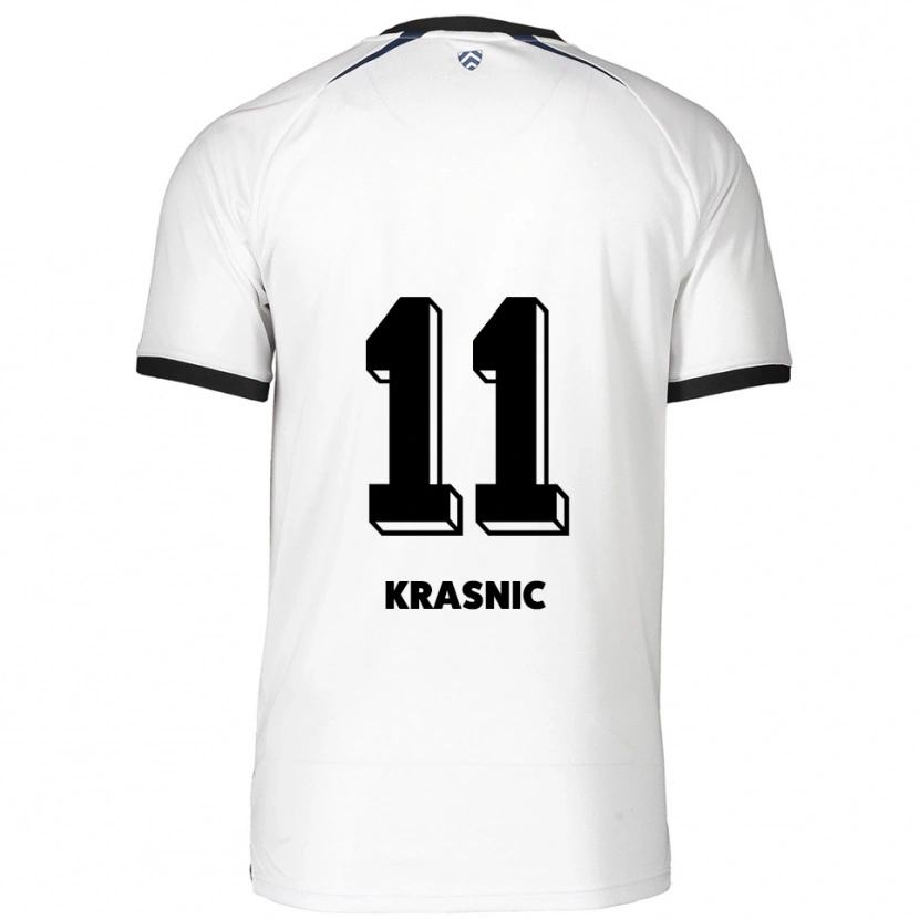 Danxen Mænd Fabiano Krasnic #11 Hvid Sort Udebane Spillertrøjer 2025/26 Trøje T-Shirt