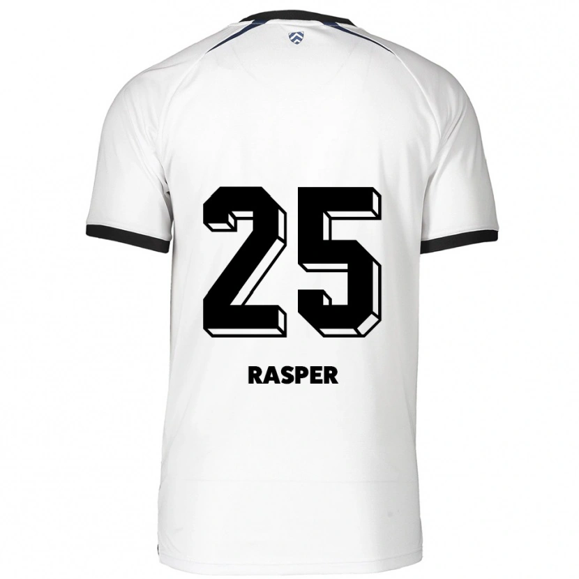 Danxen Mænd Christopher Rasper #25 Hvid Sort Udebane Spillertrøjer 2025/26 Trøje T-Shirt