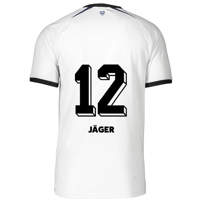 Danxen Mænd Mino Jäger #12 Hvid Sort Udebane Spillertrøjer 2025/26 Trøje T-Shirt