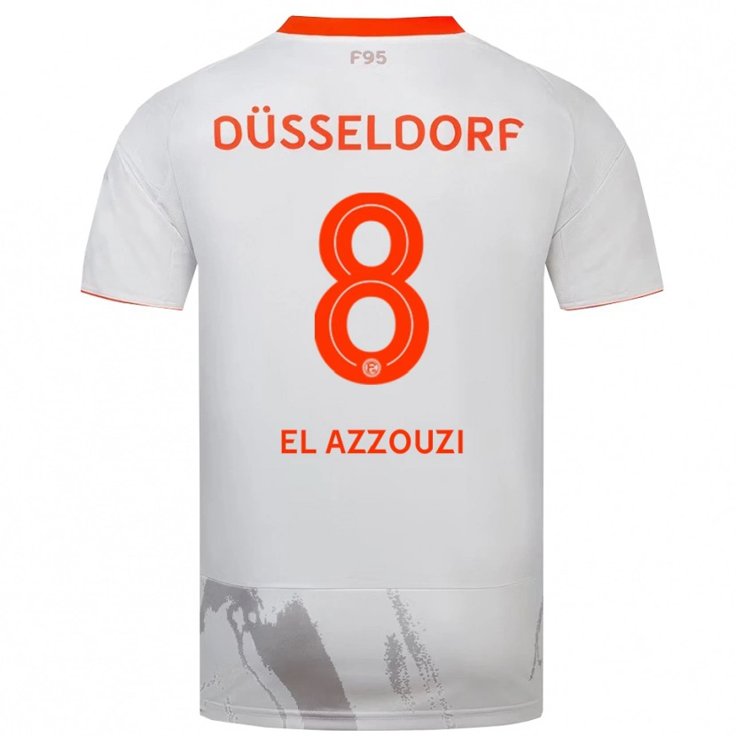 Danxen Mænd Anouar El Azzouzi #8 Hvid Orange Udebane Spillertrøjer 2025/26 Trøje T-Shirt