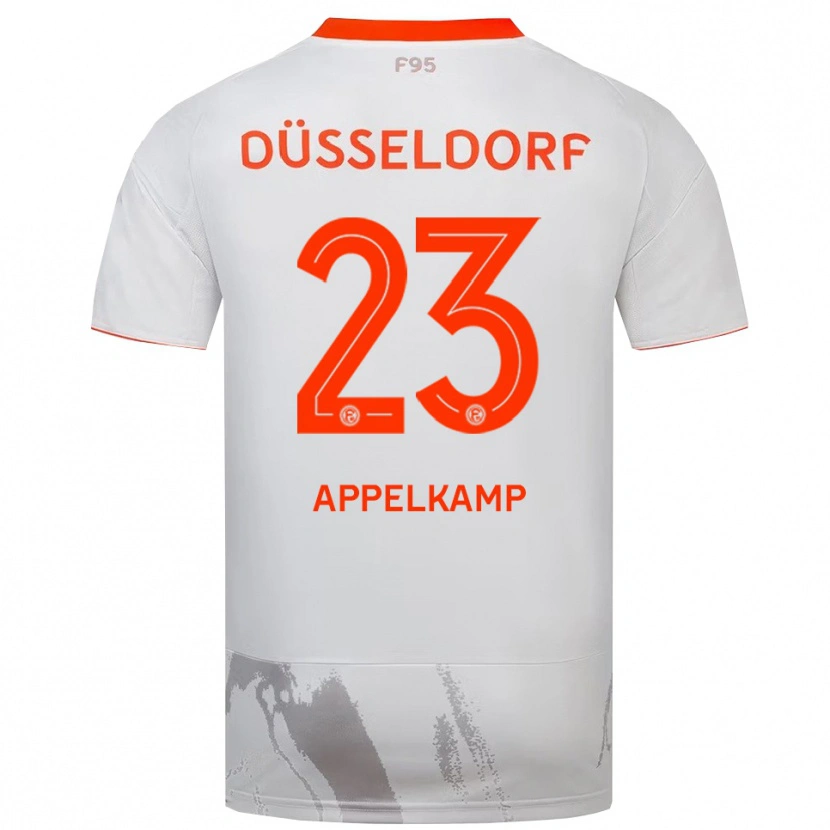 Danxen Mænd Shinta Appelkamp #23 Hvid Orange Udebane Spillertrøjer 2025/26 Trøje T-Shirt