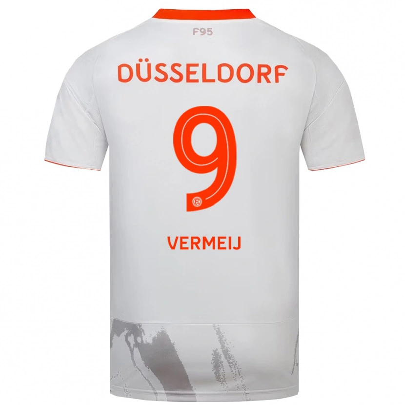 Danxen Mænd Vincent Vermeij #9 Hvid Orange Udebane Spillertrøjer 2025/26 Trøje T-Shirt