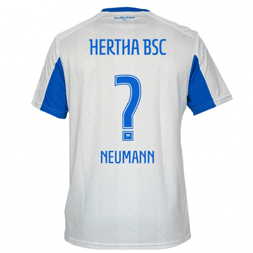 Danxen Mænd Dian Neumann #0 Hvid Blå Udebane Spillertrøjer 2025/26 Trøje T-Shirt
