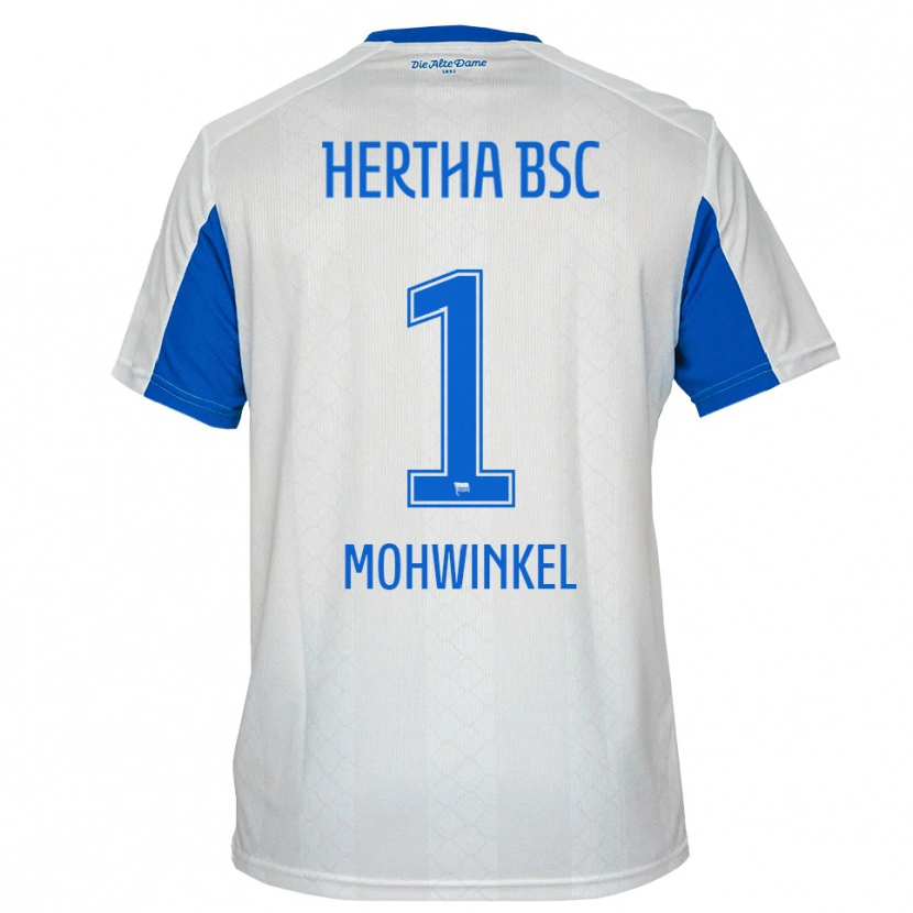 Danxen Mænd Maximilian Mohwinkel #1 Hvid Blå Udebane Spillertrøjer 2025/26 Trøje T-Shirt