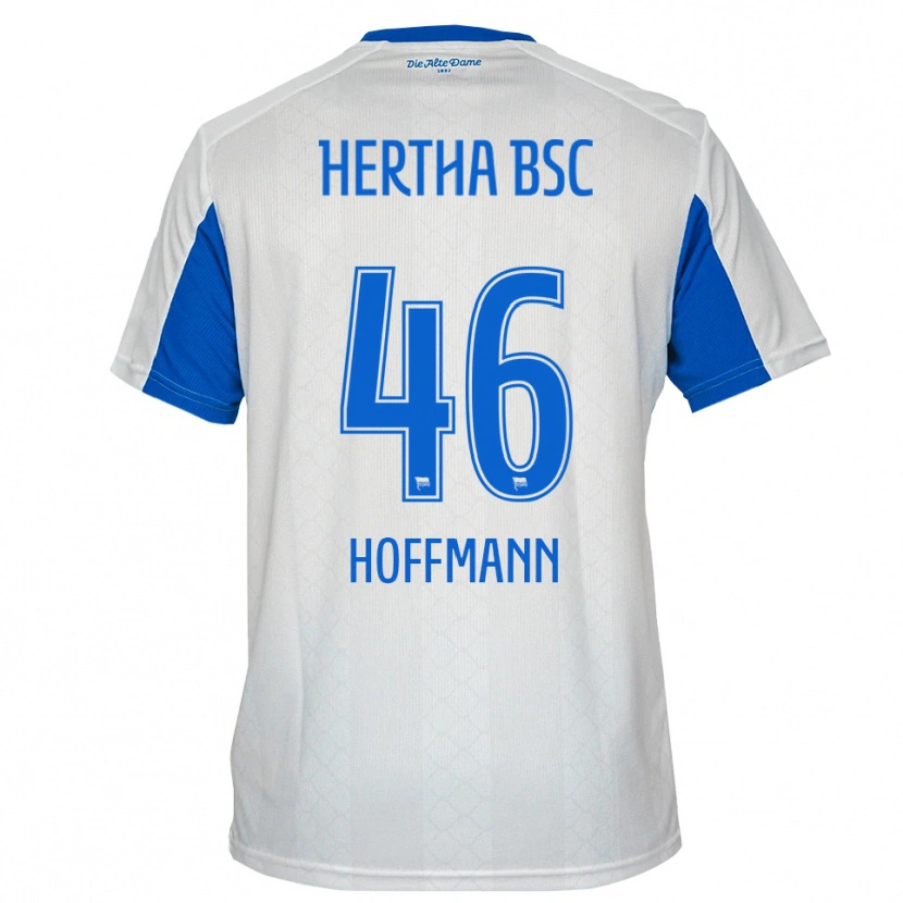 Danxen Mænd Tim Hoffmann #46 Hvid Blå Udebane Spillertrøjer 2025/26 Trøje T-Shirt
