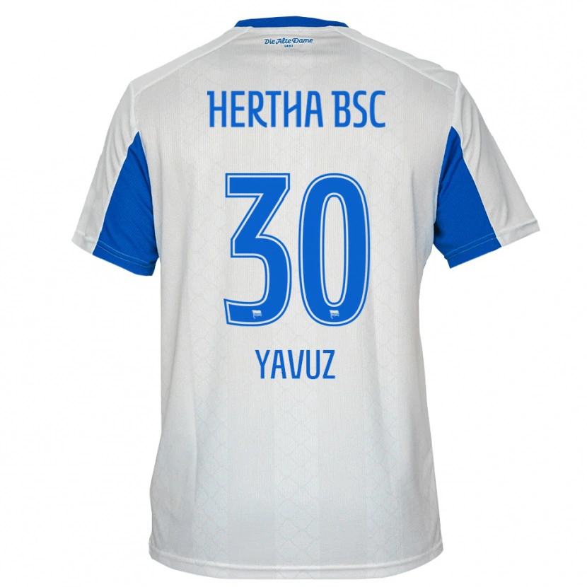 Danxen Mænd Senanur Yavuz #30 Hvid Blå Udebane Spillertrøjer 2025/26 Trøje T-Shirt