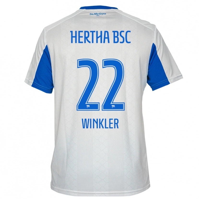 Danxen Mænd Marten Winkler #22 Hvid Blå Udebane Spillertrøjer 2025/26 Trøje T-Shirt