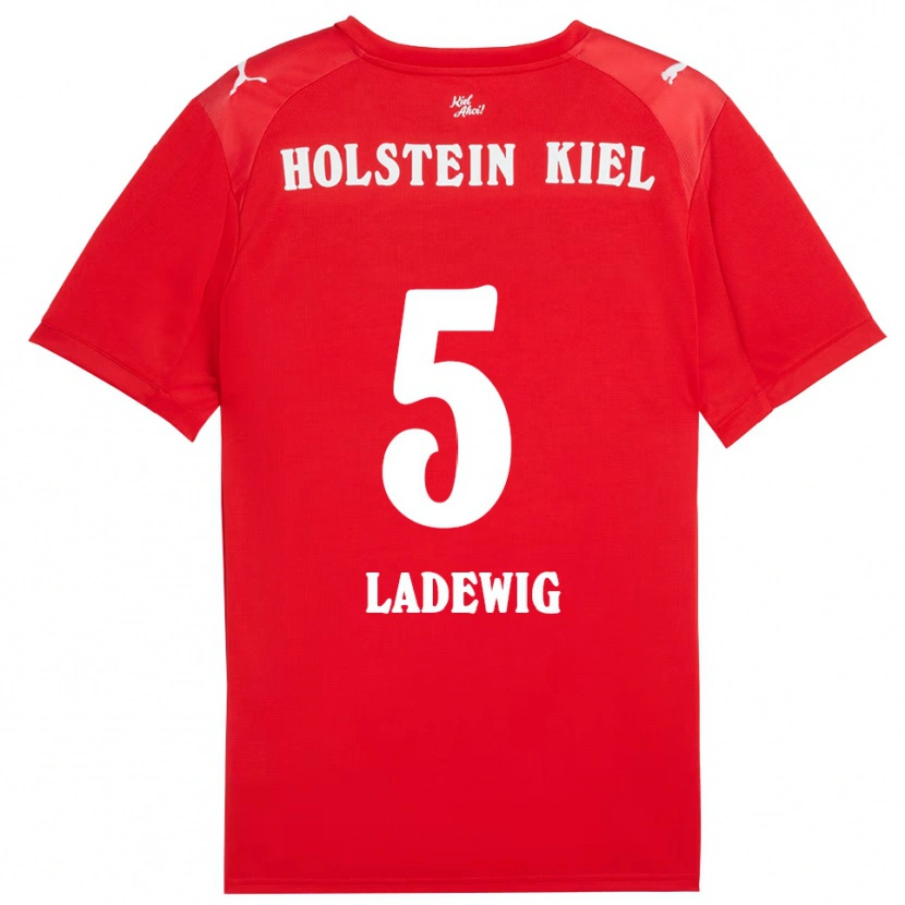 Danxen Mænd Lönne Ladewig #5 Rød Blå Udebane Spillertrøjer 2025/26 Trøje T-Shirt