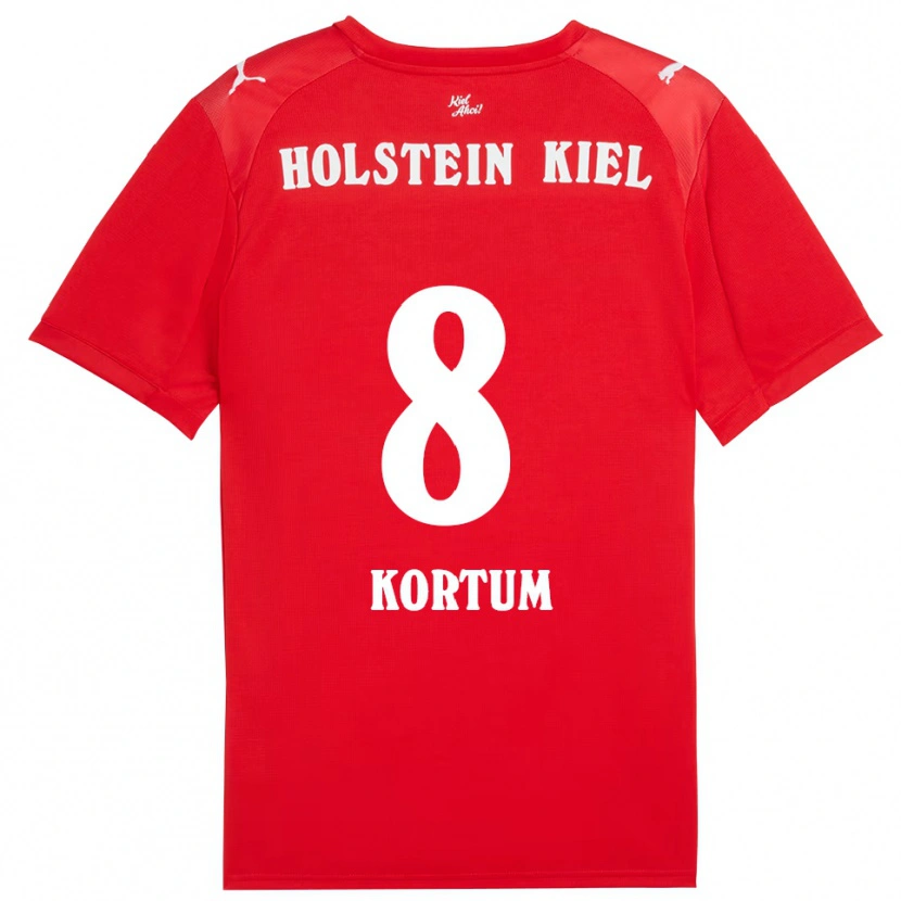 Danxen Mænd Kevin Kortum #8 Rød Blå Udebane Spillertrøjer 2025/26 Trøje T-Shirt