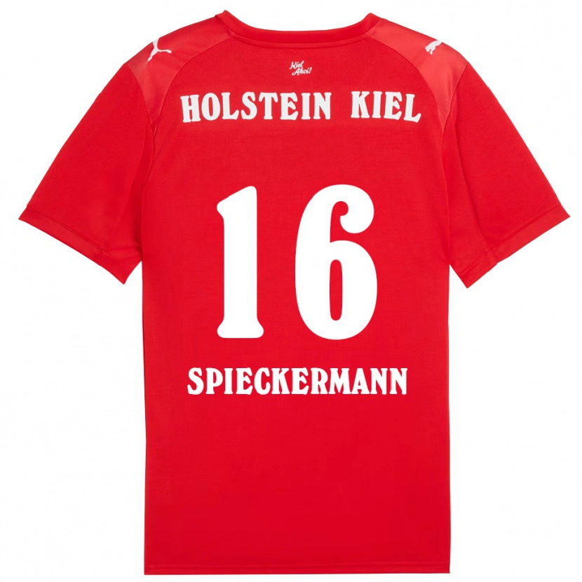 Danxen Mænd Tim Spieckermann #16 Rød Blå Udebane Spillertrøjer 2025/26 Trøje T-Shirt