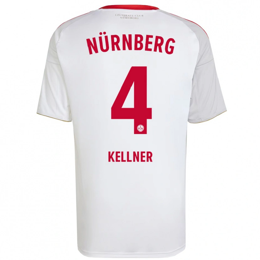 Danxen Mænd Benedikt Kellner #4 Hvid Rød Udebane Spillertrøjer 2025/26 Trøje T-Shirt