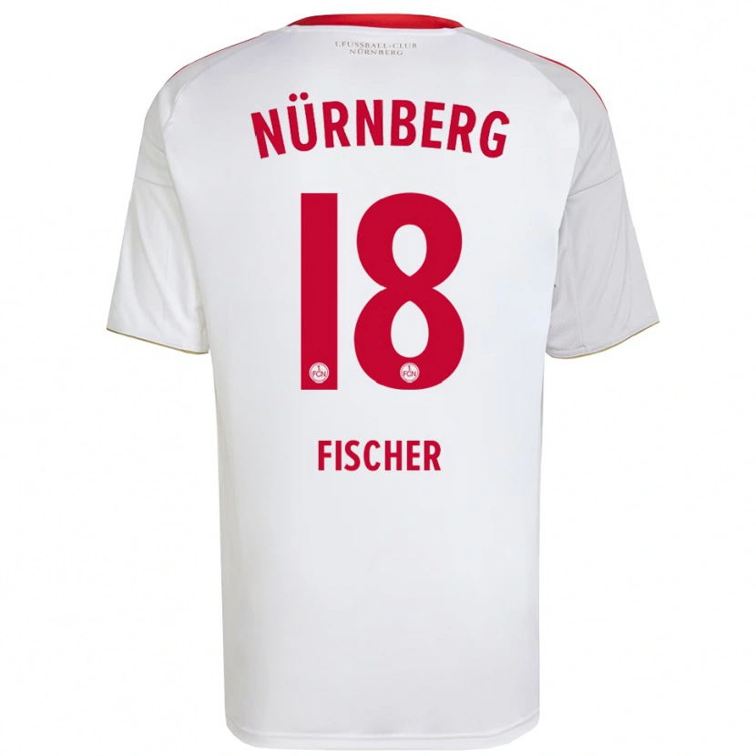 Danxen Mænd Jonas Fischer #18 Hvid Rød Udebane Spillertrøjer 2025/26 Trøje T-Shirt
