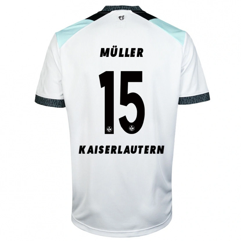 Danxen Mænd Erik Müller #15 Hvid Sort Udebane Spillertrøjer 2025/26 Trøje T-Shirt