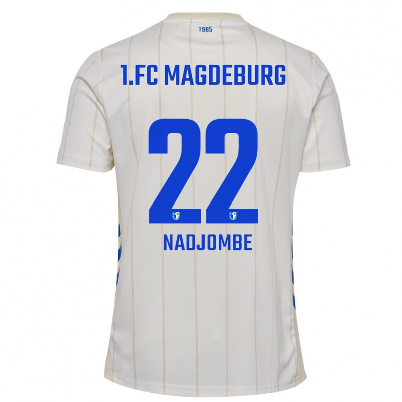 Danxen Mænd Pierre Nadjombe #22 Hvid Blå Udebane Spillertrøjer 2025/26 Trøje T-Shirt