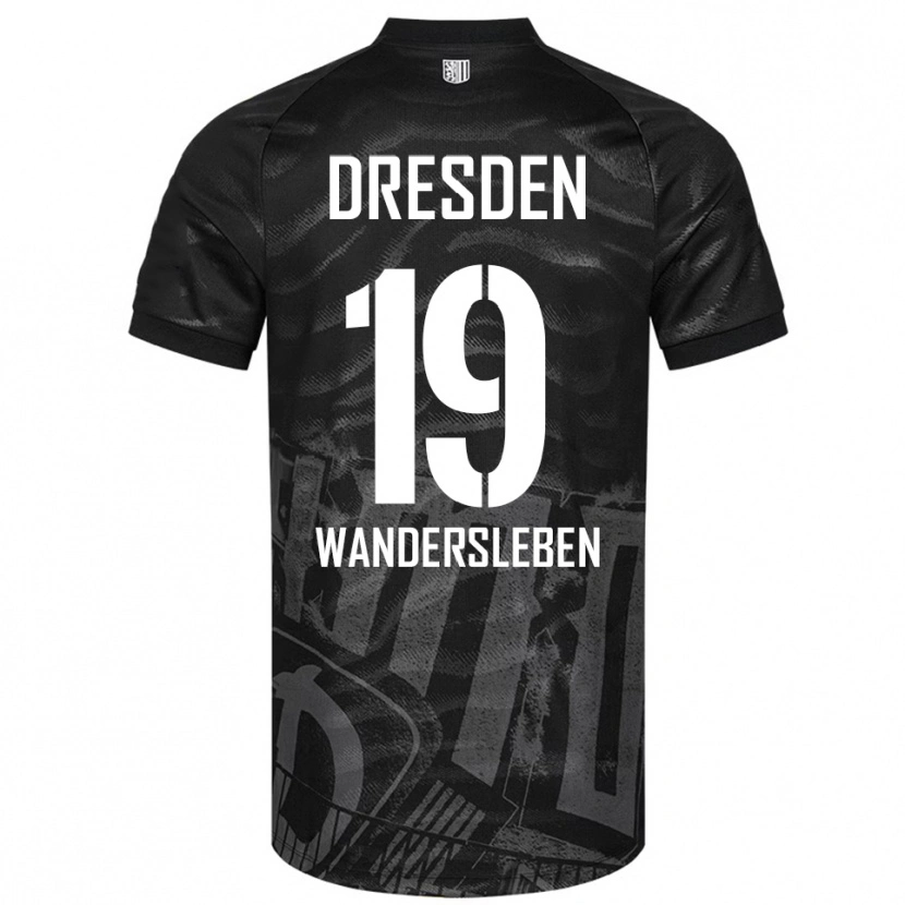 Danxen Mænd Arian-Rayan Wandersleben #19 Sort Grå Udebane Spillertrøjer 2025/26 Trøje T-Shirt