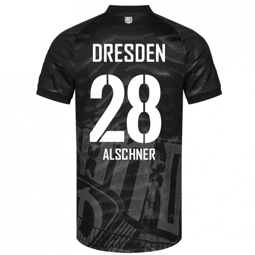 Danxen Mænd Felix Alschner #28 Sort Grå Udebane Spillertrøjer 2025/26 Trøje T-Shirt