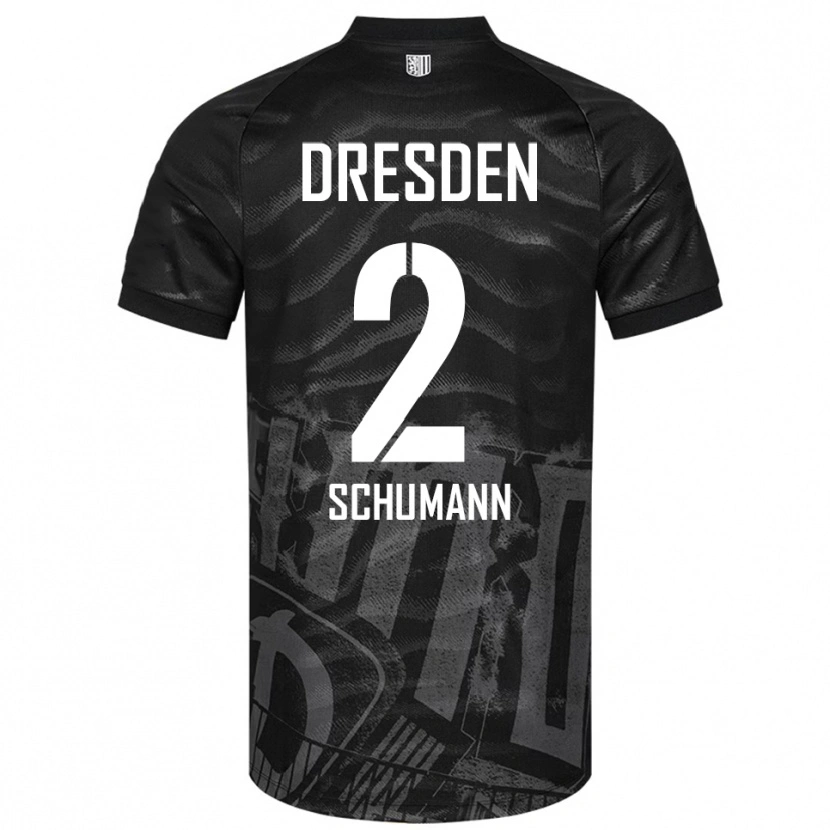 Danxen Mænd Anton Schumann #2 Sort Grå Udebane Spillertrøjer 2025/26 Trøje T-Shirt